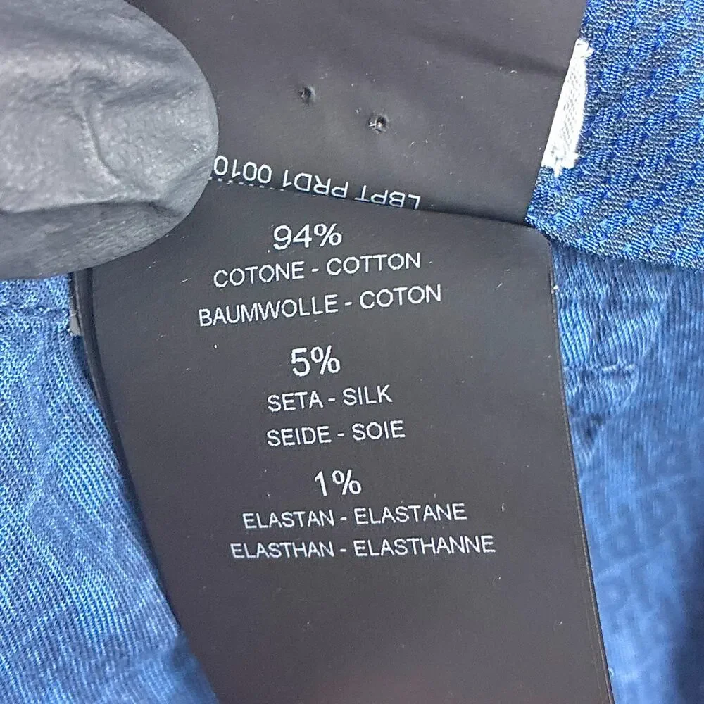 PT Torino Pants Mens 48 (32x28) Blue Silkchino Pleated Preppy Luxury Classic